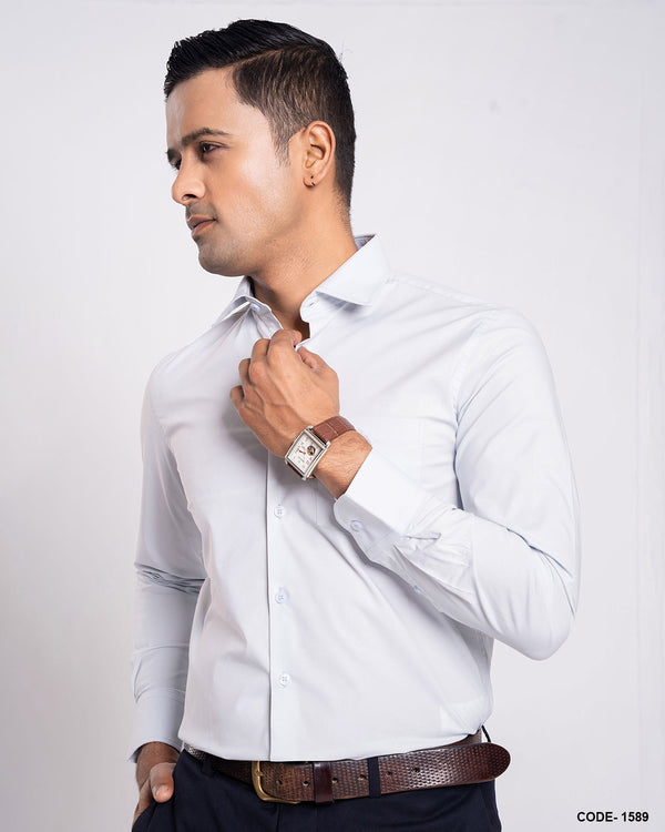 Cotton Stretch Solid Color Formal Shirt- Olive