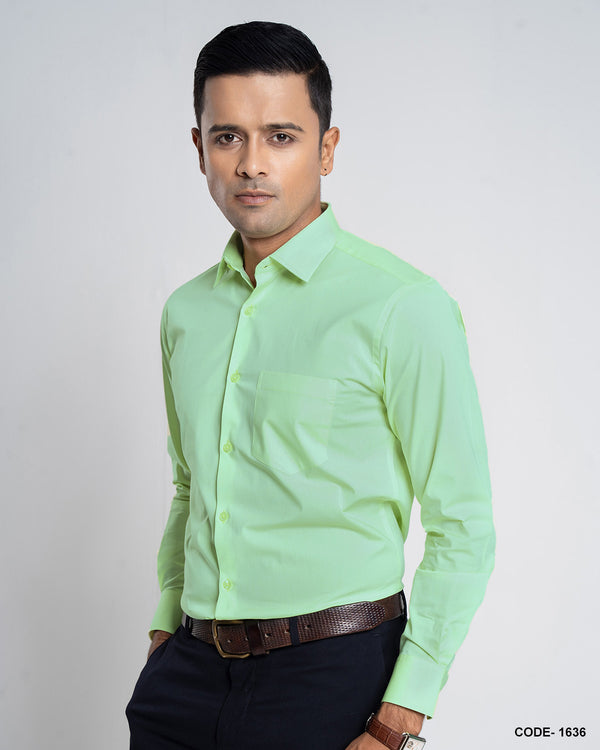Cotton Stretch Solid Color Formal Shirt- Lemon