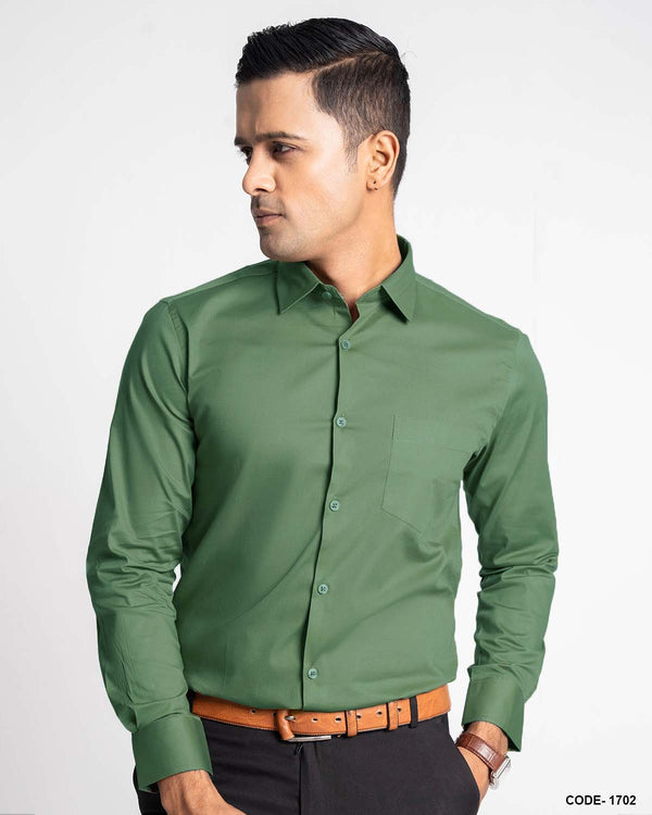 Cotton Stretch Slim Fit Shirt- Olive