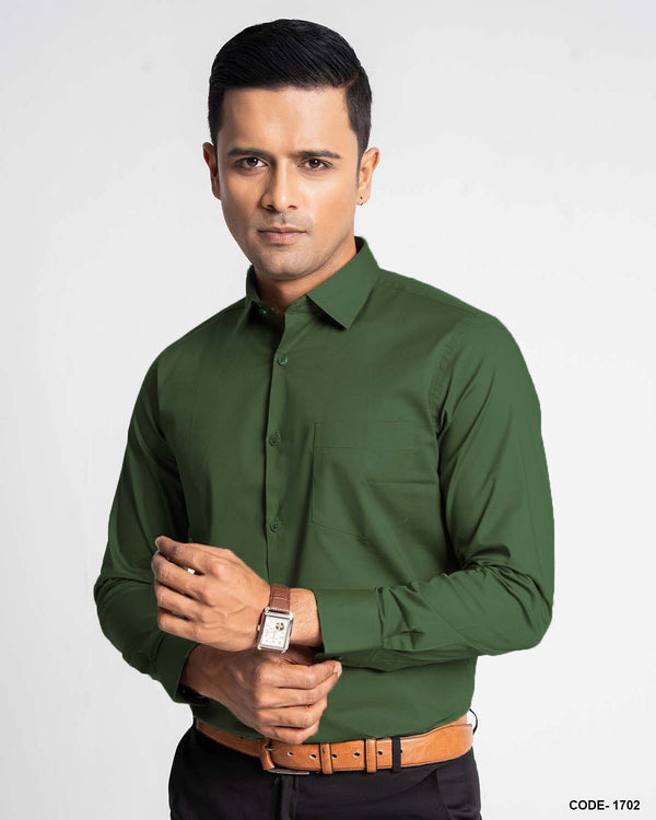 Cotton Stretch Slim Fit Shirt- Deep Olive