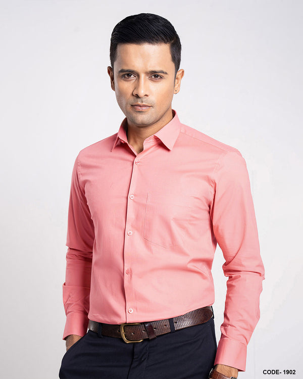 Cotton Stretch Solid Color Formal Shirt- Peach