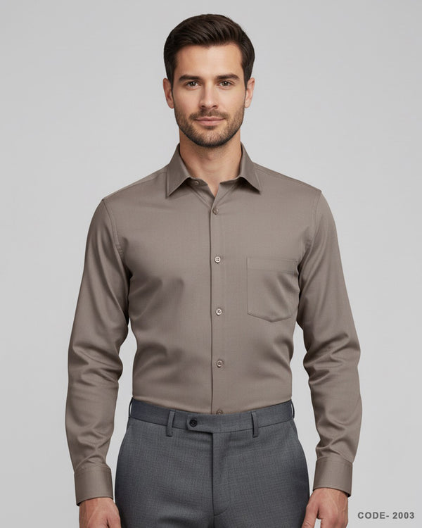 Cotton Stretch Slim Fit Shirt- Olive Grey
