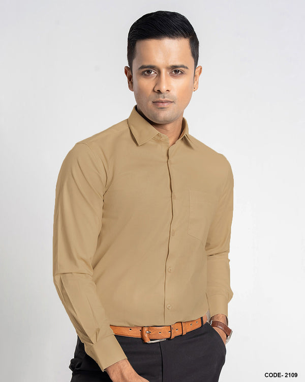 Cotton Stretch Solid Color Formal Shirt- Olive