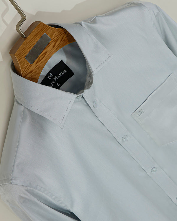 Luxury Shining Fabric Solid Formal Shirt- Light Ash