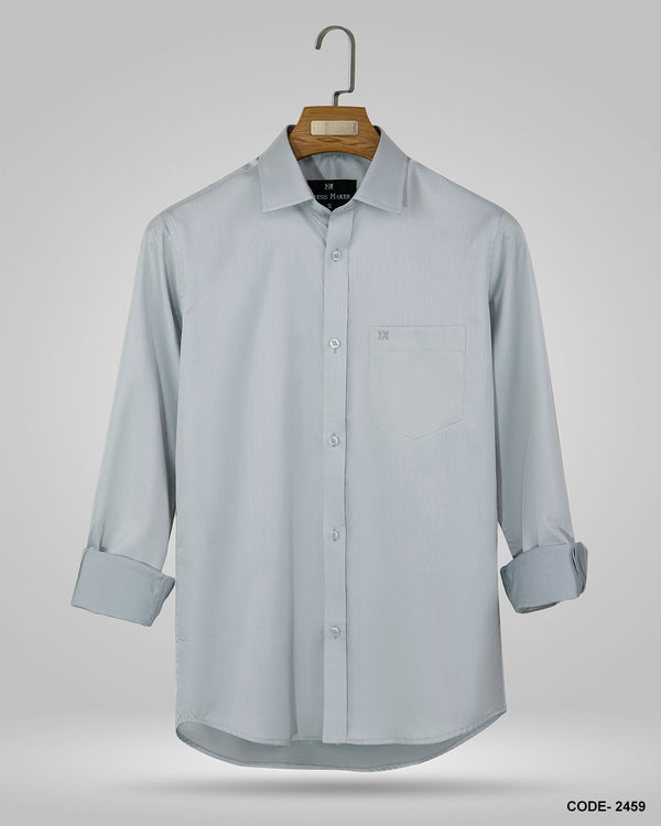 Luxury Shining Fabric Solid Formal Shirt- Light Ash
