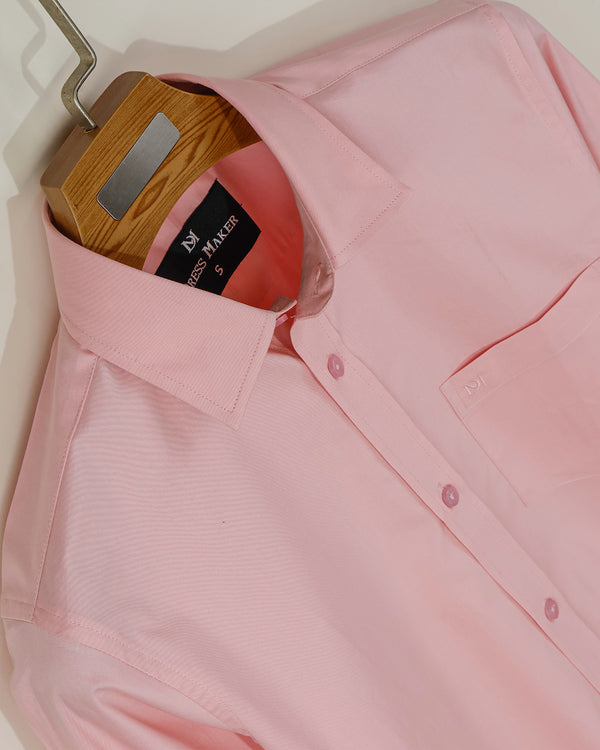 Luxury Shining Fabric Solid Formal Shirt- Pink