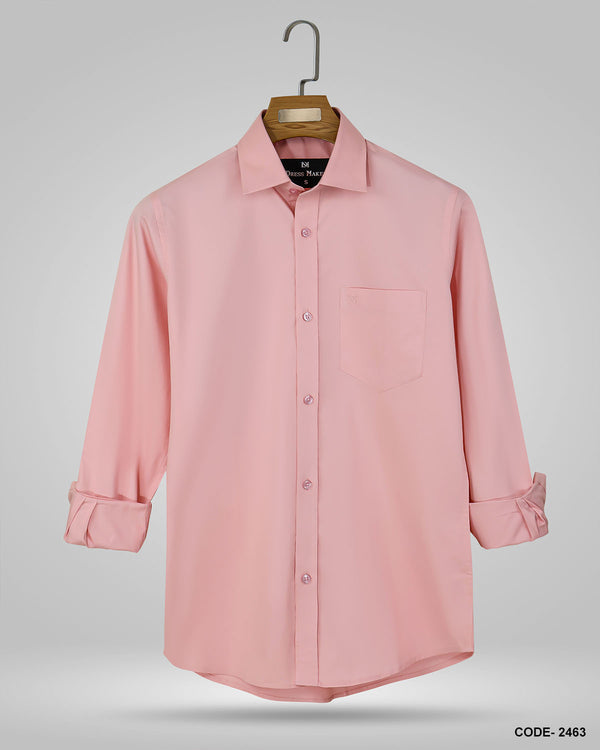 Luxury Shining Fabric Solid Formal Shirt- Pink