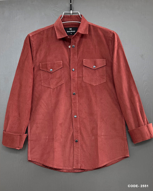 Winter Corduroy Shirt With Snap-Button