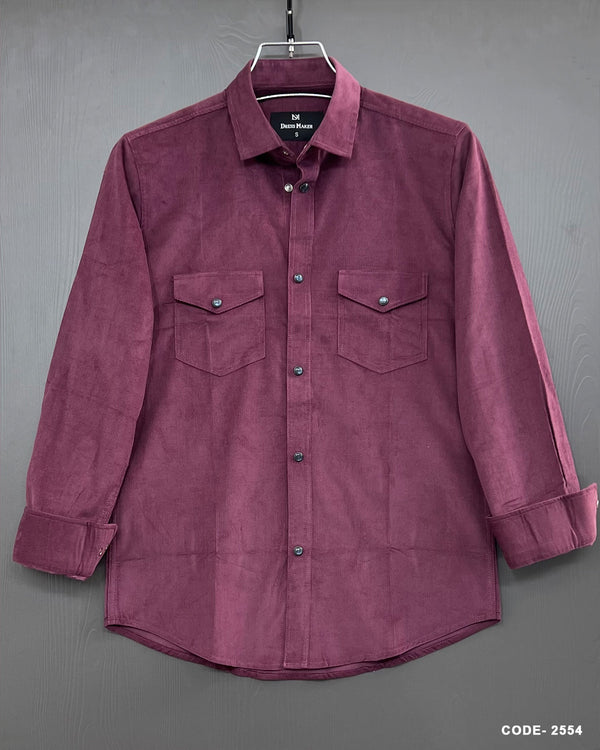 Winter Corduroy Shirt With Snap-Button