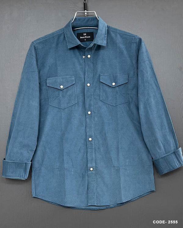 Winter Corduroy Shirt With Snap-Button