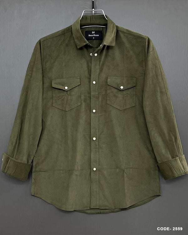Winter Corduroy Shirt With Snap-Button